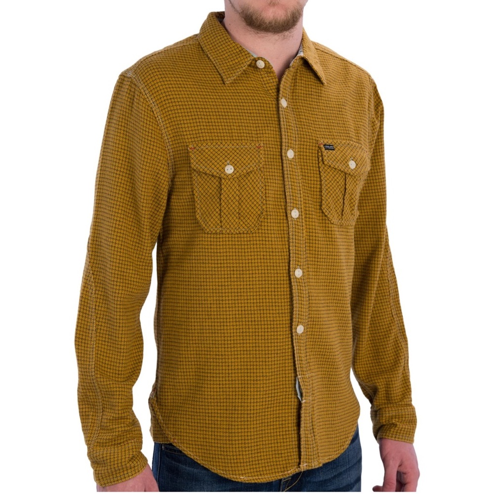 True Grit Men’s Long Sleeve 2-Pocket Yellow Button Down Size XL‎ Flannel Lined